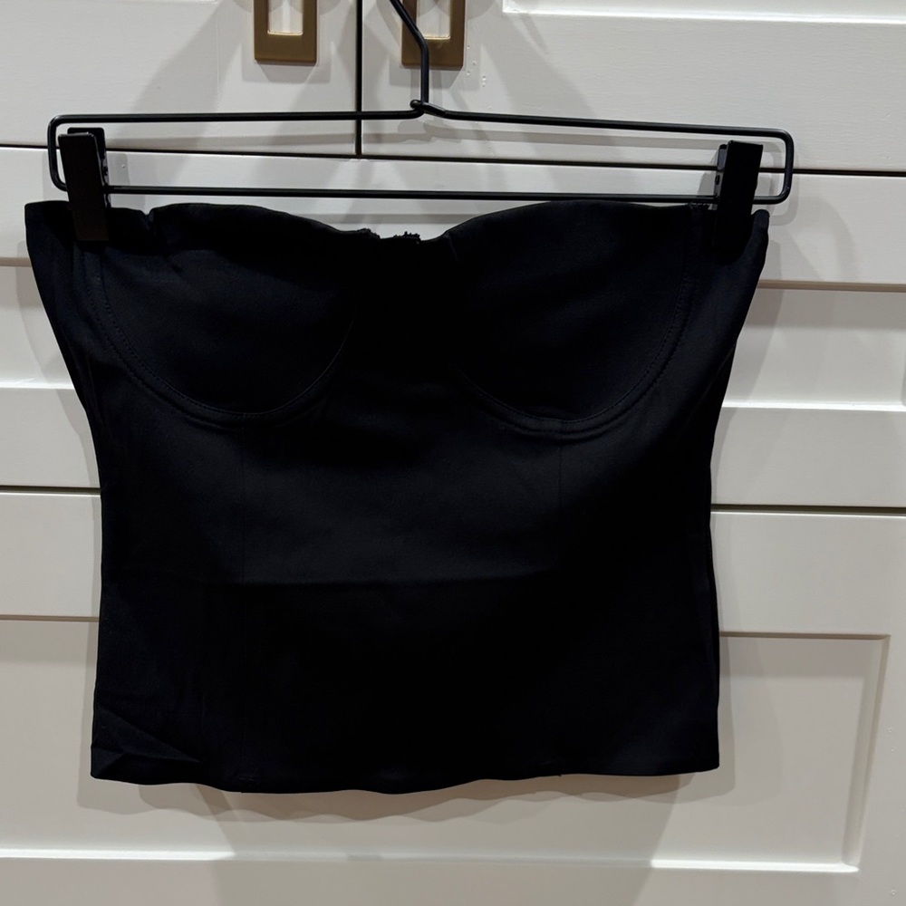 Zara Black Strapless Bustier Bandeau Top
